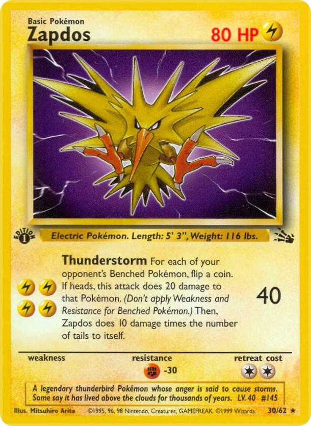 Zapdos 30/62 (Fossil)  - 1st Edition | Good Games Adelaide SA