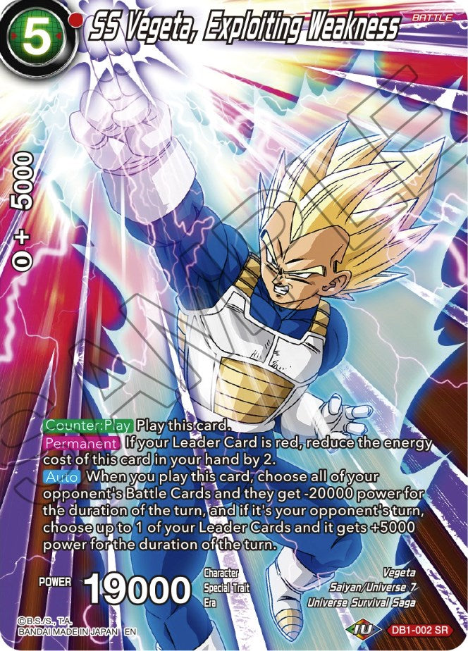 SS Vegeta, Exploiting Weakness (DB1-002) [Theme Selection: History of Vegeta] | Good Games Adelaide SA
