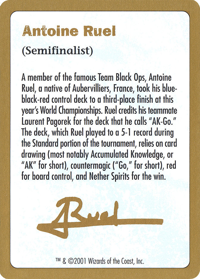 Antoine Ruel Bio  (World Championship Decks)  | Good Games Adelaide SA