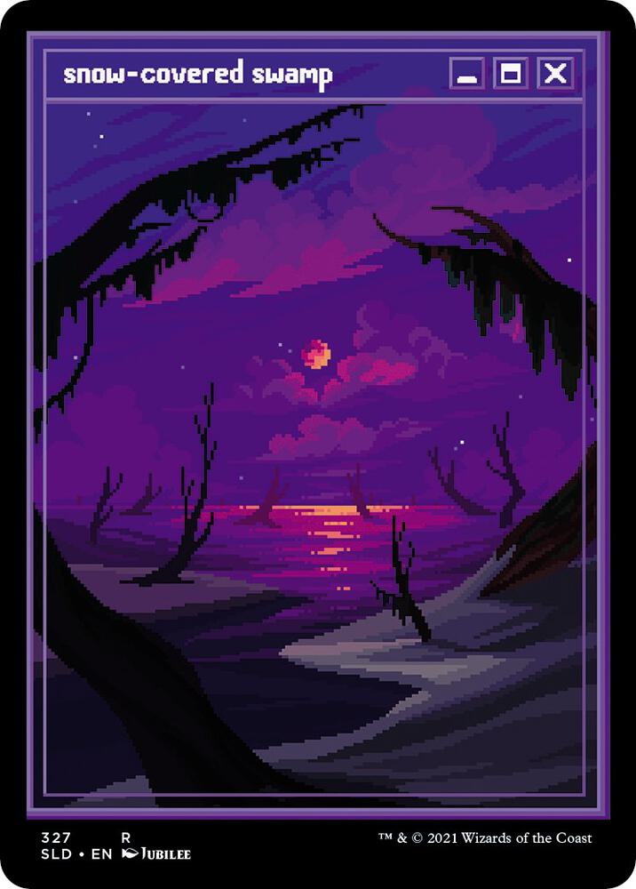 Snow Covered Swamp PixelSnowLandsjpg 327 (Secret Lair Drop Series)  - Foil | Good Games Adelaide SA