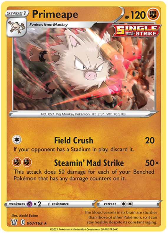 Primeape (067/163) [Sword & Shield: Battle Styles] | Good Games Adelaide SA