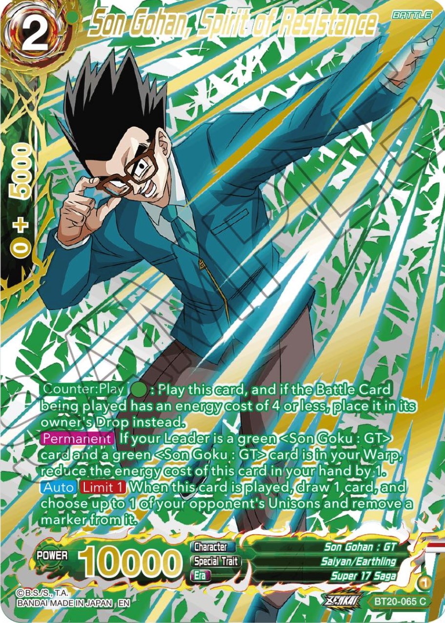 Son Gohan, Spirit of Resistance (Gold-Stamped) (BT20-065) [Power Absorbed] | Good Games Adelaide SA
