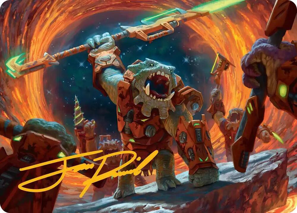 Frontline War Rager Art Card Gold Stamped Signature 16 (Art Series: Edge of Eternities)  | Good Games Adelaide SA
