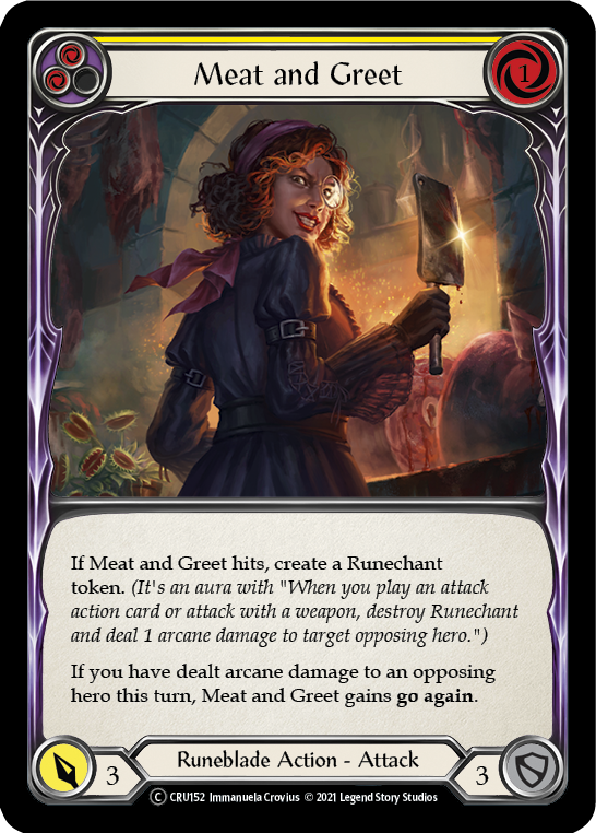 Meat and Greet (Yellow) [U-CRU152-RF] Unlimited Rainbow Foil | Good Games Adelaide SA