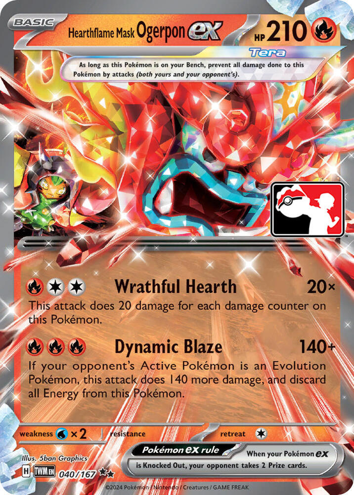 Hearthflame Mask Ogerpon ex Series 6 040/167 (Prize Pack Series Cards)  - Holofoil | Good Games Adelaide SA