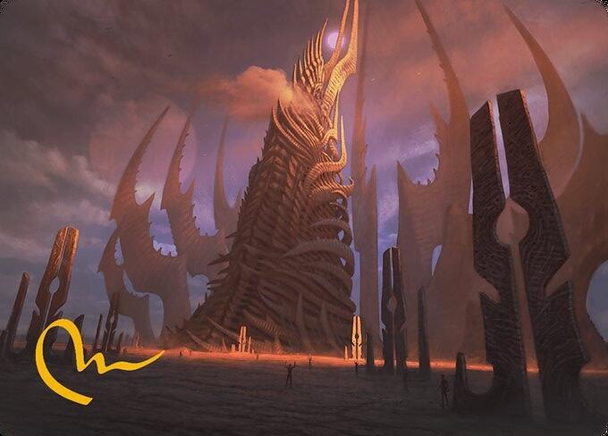 Phyrexian Tower Art Card Gold Stamped Signature 23 (Art Series: Modern Horizons 3)  | Good Games Adelaide SA