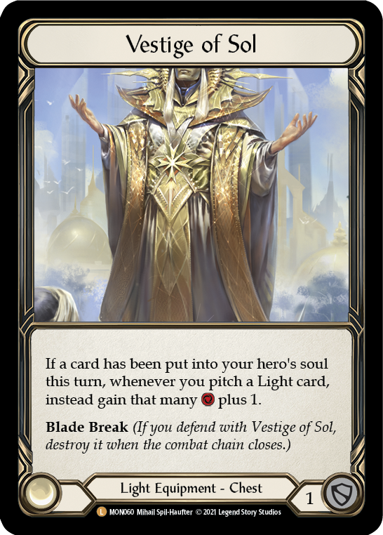 Vestige of Sol [MON060-CF] 1st Edition Cold Foil | Good Games Adelaide SA