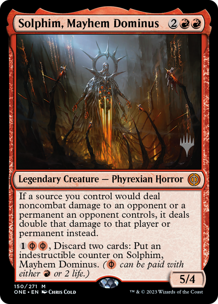Solphim, Mayhem Dominus (Promo Pack) [Phyrexia: All Will Be One Promos] | Good Games Adelaide SA