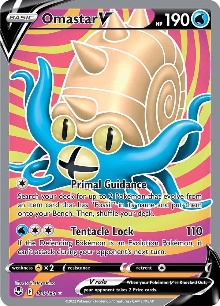 Omastar V Full Art 174/195 (SWSH12: Silver Tempest)  - Holofoil | Good Games Adelaide SA