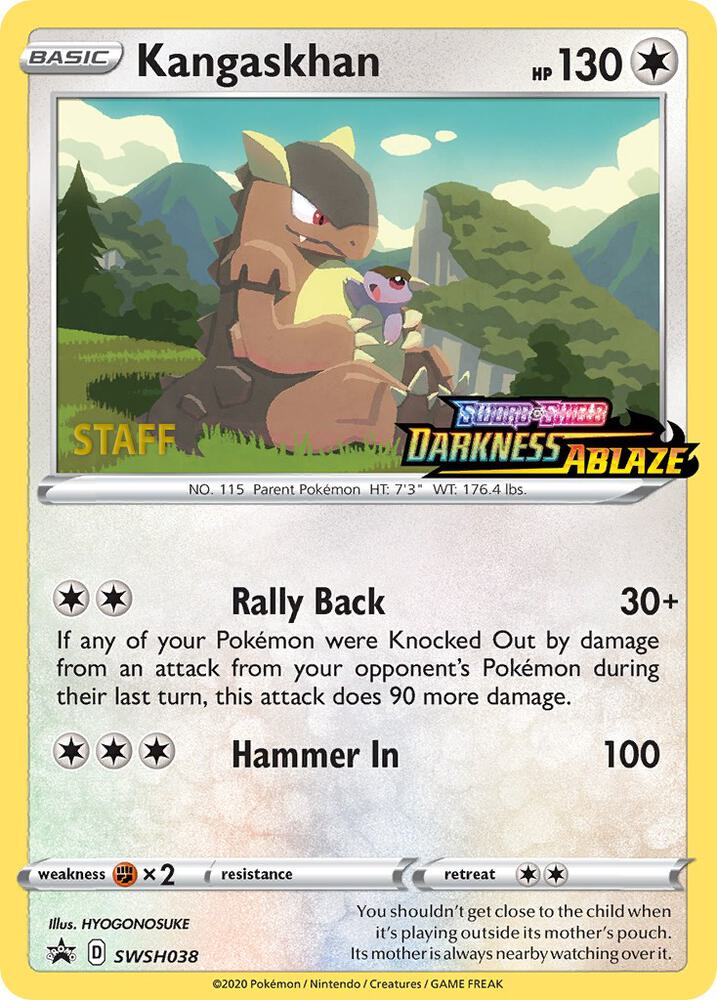 Kangaskhan Prerelease Staff SWSH038 (SWSH: Sword & Shield Promo Cards)  - Holofoil | Good Games Adelaide SA