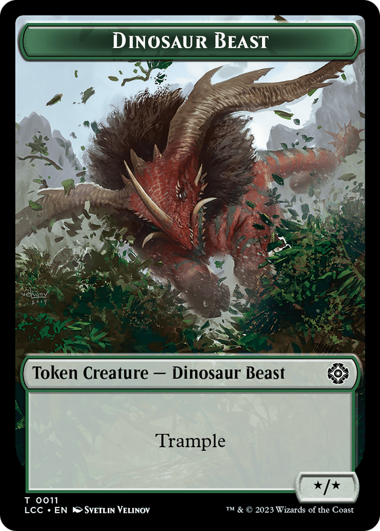 Dinosaur Beast // Dinosaur Double-Sided Token [The Lost Caverns of Ixalan Commander Tokens] | Good Games Adelaide SA