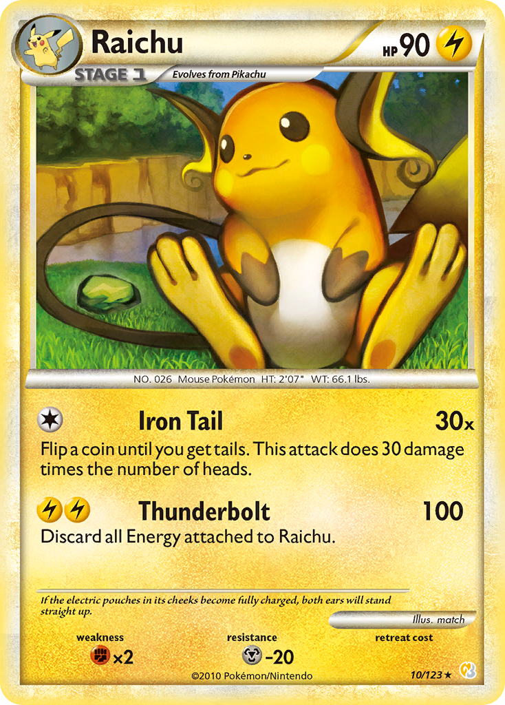 Raichu (10/123) [HeartGold & SoulSilver: Base Set] | Good Games Adelaide SA