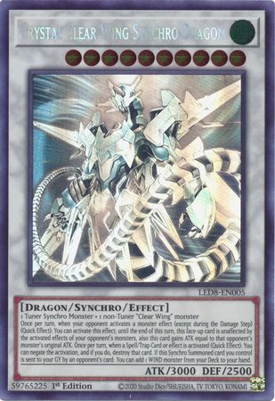 Crystal Clear Wing Synchro Dragon [LED8-EN005] Ghost Rare | Good Games Adelaide SA