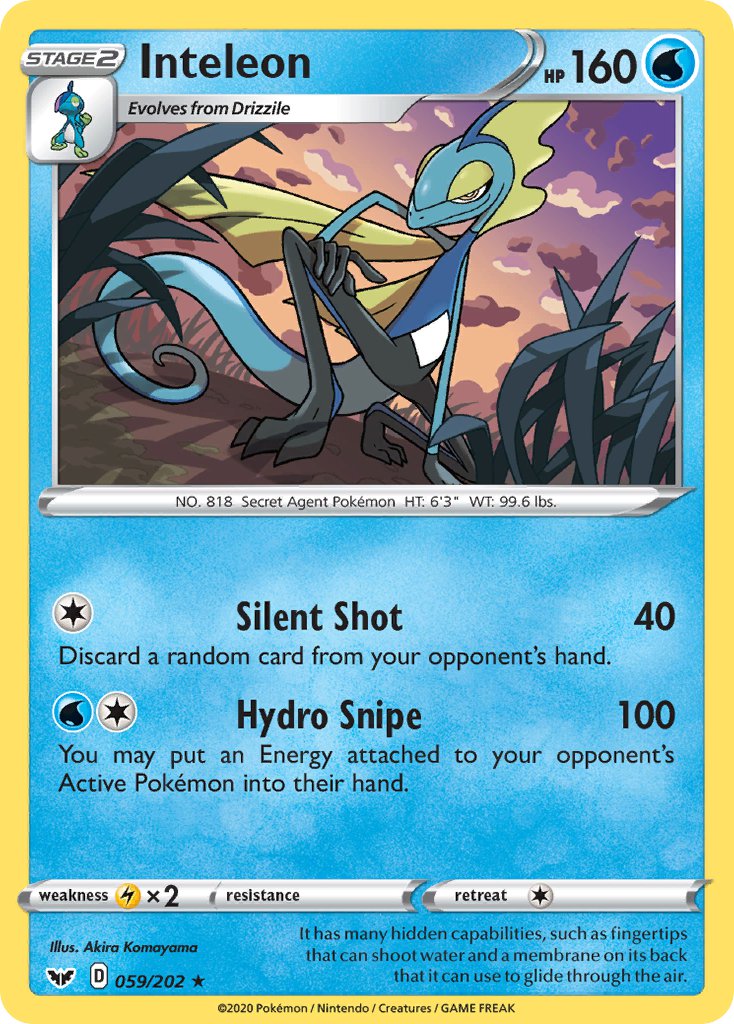 Inteleon (059/202) (Cracked Ice Holo) (Theme Deck Exclusive) [Sword & Shield: Base Set] | Good Games Adelaide SA