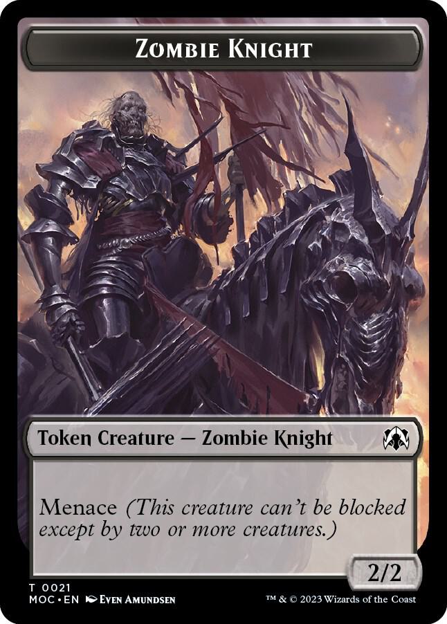 Zombie Knight Human Double sided Token 21 // 6 (Commander: March of the Machine)  | Good Games Adelaide SA