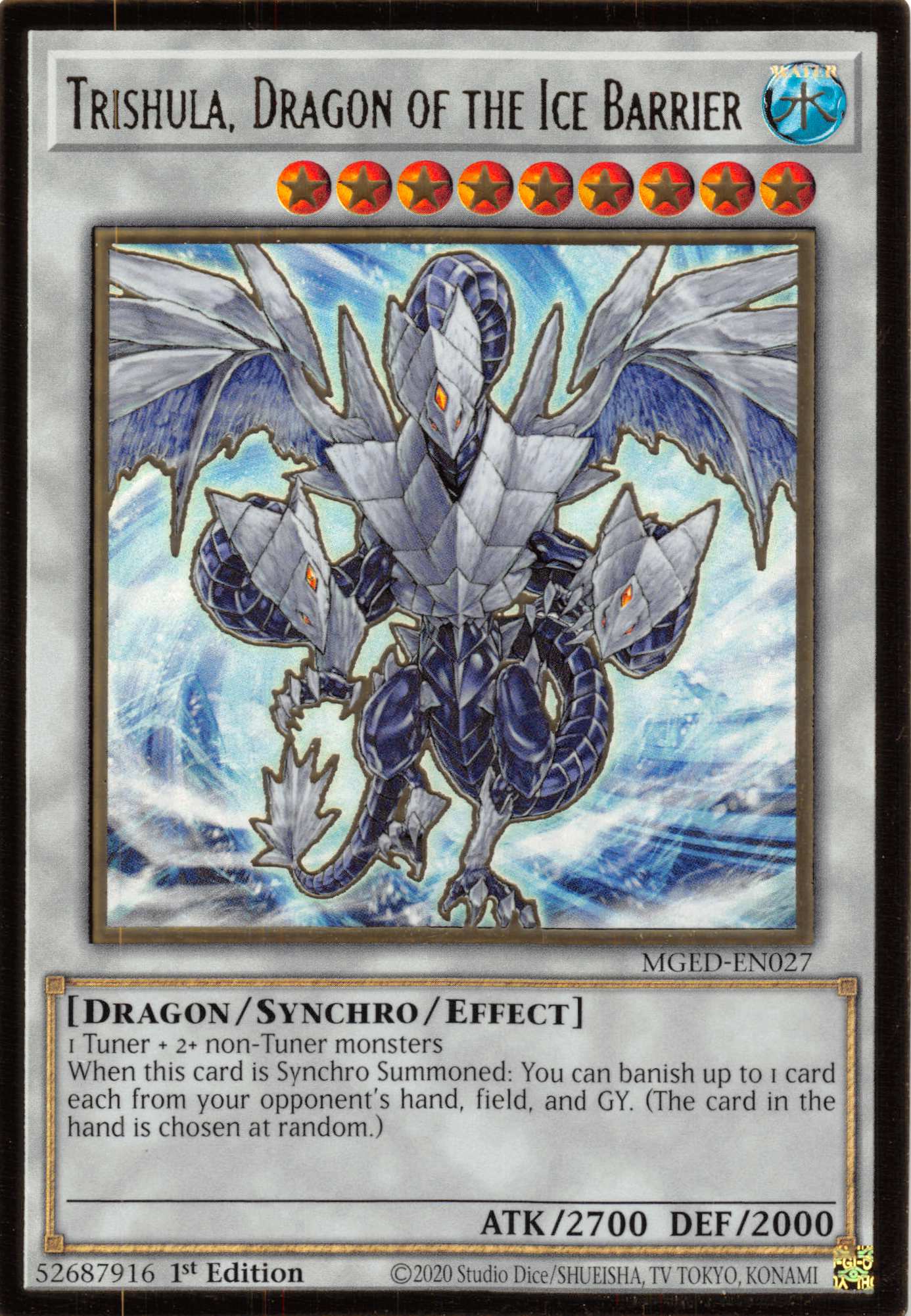 Trishula, Dragon of the Ice Barrier [MGED-EN027] Gold Rare | Good Games Adelaide SA