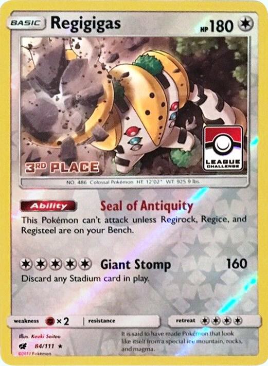 Regigigas 84 111 League Challenge 3rd Place 084/111 (League & Championship Cards)  - Reverse Holofoil | Good Games Adelaide SA