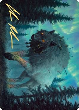 Sarulf Realm Eater Art Card Gold Stamped Signature 65 (Art Series: Kaldheim)  | Good Games Adelaide SA