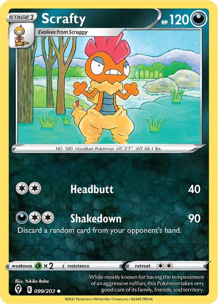 Scrafty 099/203 (SWSH07: Evolving Skies)  | Good Games Adelaide SA