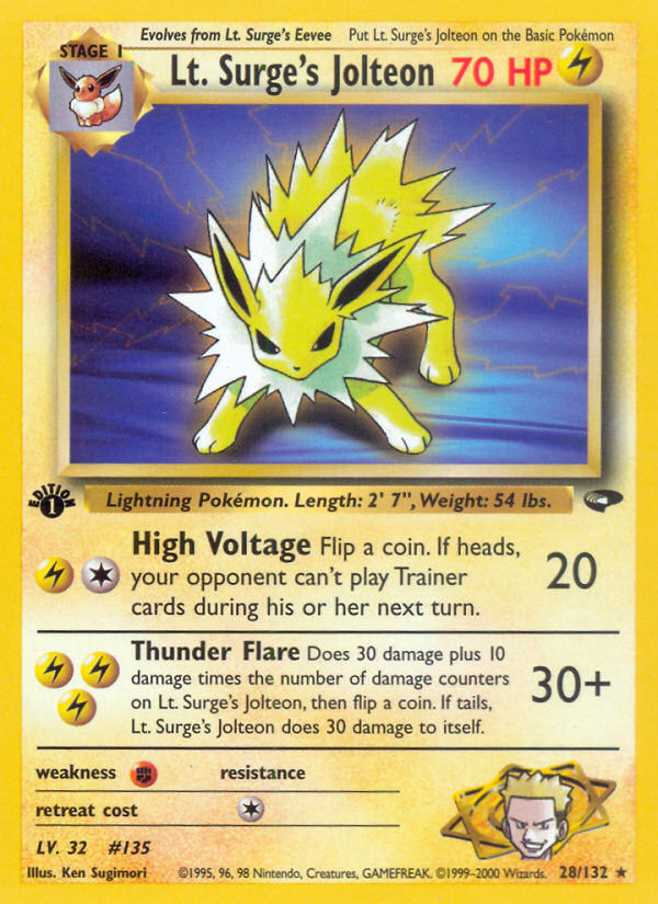Lt. Surge's Jolteon (28/132) [Gym Challenge 1st Edition] | Good Games Adelaide SA