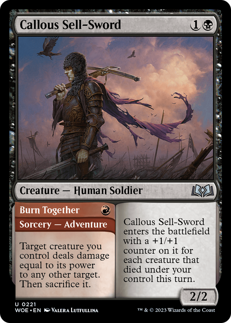 Callous Sell-Sword // Burn Together [Wilds of Eldraine] | Good Games Adelaide SA