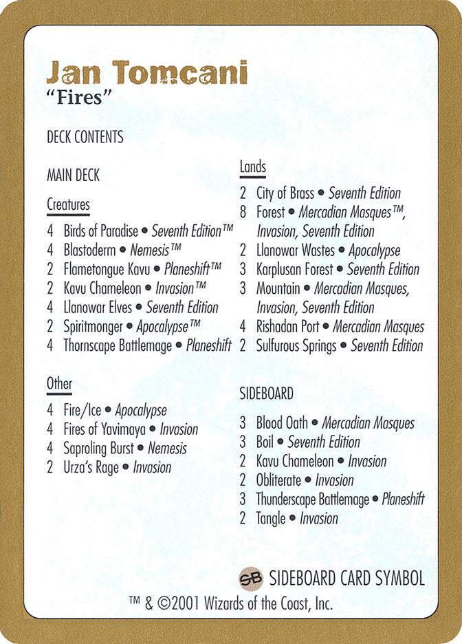 Jan Tomcani Decklist  (World Championship Decks)  | Good Games Adelaide SA