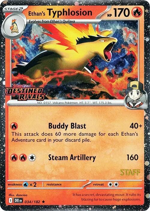 Ethan's Typhlosion Prerelease Staff 034/182 (SV10: Destined Rivals)  - Holofoil | Good Games Adelaide SA
