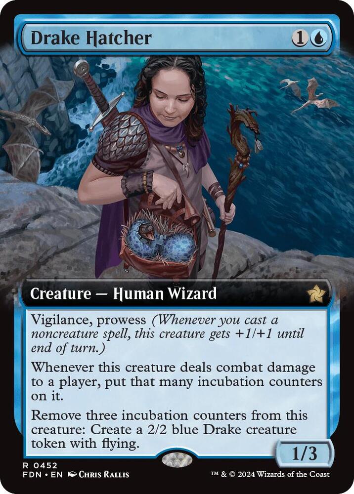 Drake Hatcher Extended Art 452 (Foundations)  - Extended Art Foil | Good Games Adelaide SA