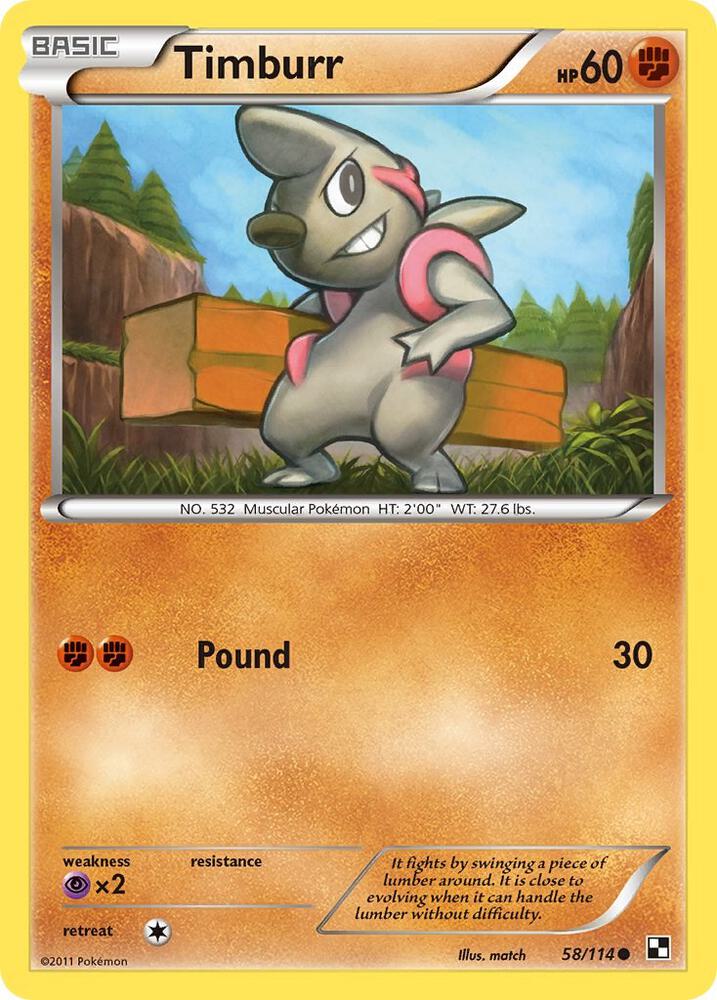 Timburr 58/114 (Black and White)  - Reverse Holofoil | Good Games Adelaide SA