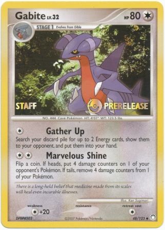 Gabite (48/123) (Staff Prerelease Promo) [Diamond & Pearl: Black Star Promos] | Good Games Adelaide SA