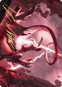 Thundering Rebuke Art Card Gold Stamped Signature 68 (Art Series: Zendikar Rising)  | Good Games Adelaide SA