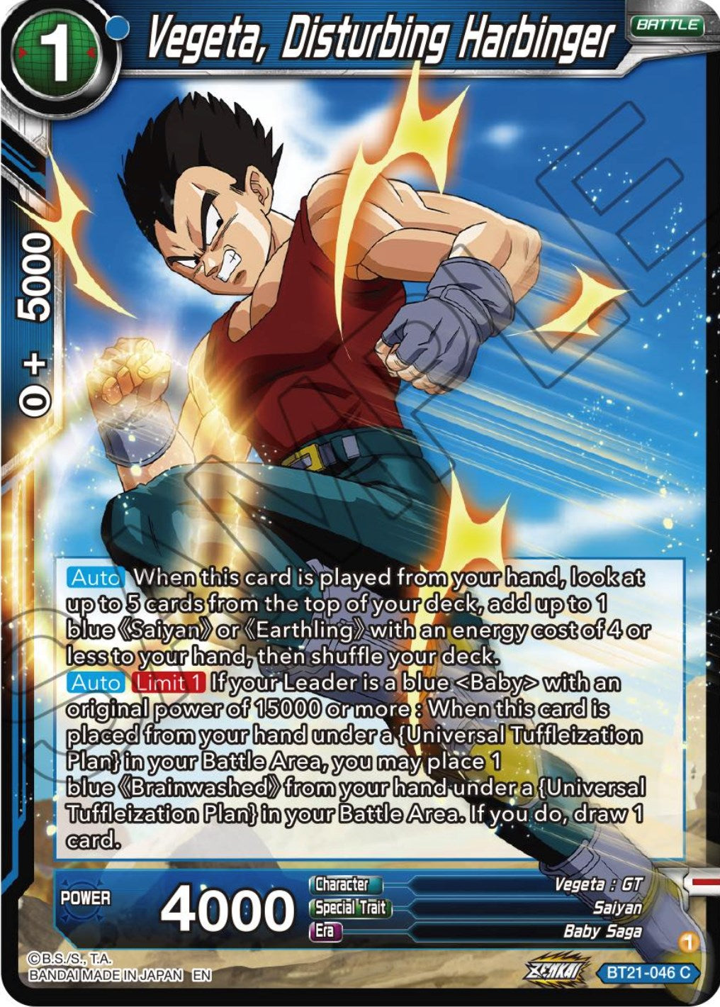 Vegeta, Disturbing Harbinger (BT21-046) [ZENKAI Series: Set 04] | Good Games Adelaide SA