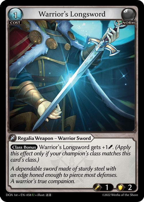 Warrior's Longsword (058) [Dawn of Ashes: 1st Edition] | Good Games Adelaide SA