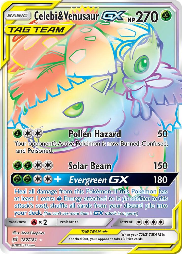 Celebi and Venusaur GX Secret 182/181 (SM - Team Up)  - Holofoil | Good Games Adelaide SA
