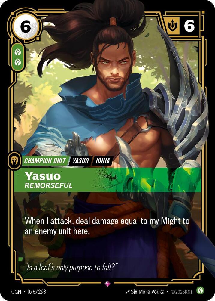 Yasuo - Remorseful 076/298 (Origins)  - Foil | Good Games Adelaide SA