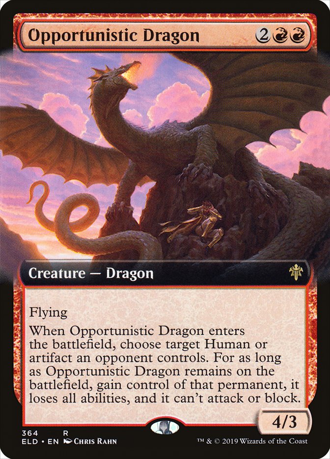 Opportunistic Dragon (Extended Art) [Throne of Eldraine] | Good Games Adelaide SA