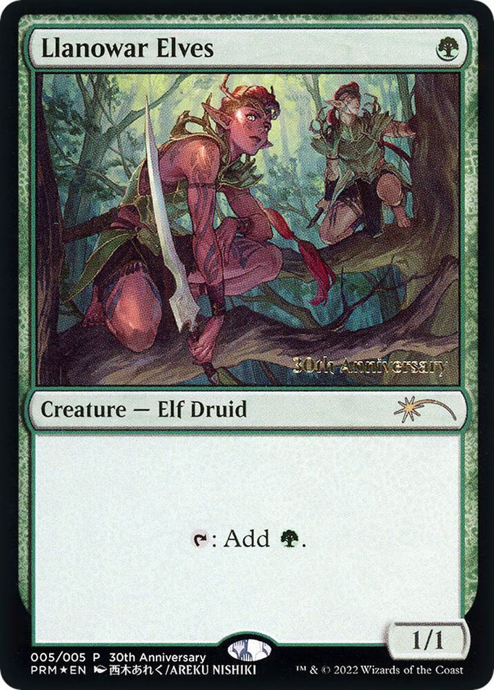 Llanowar Elves 5 (30th Anniversary Promos)  - Foil | Good Games Adelaide SA