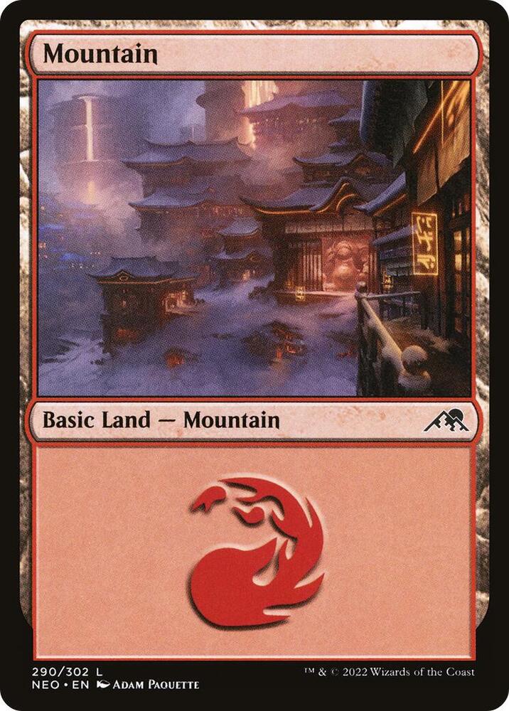 Mountain 290 (Kamigawa: Neon Dynasty)  - Foil | Good Games Adelaide SA