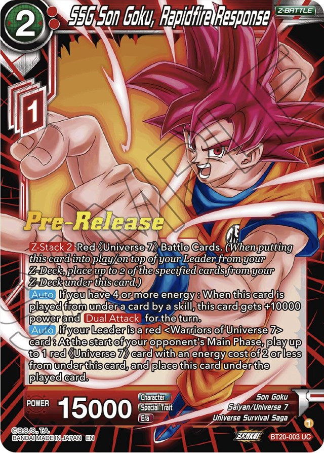 SSG Son Goku, Rapidfire Response (BT20-003) [Power Absorbed Prerelease Promos] | Good Games Adelaide SA