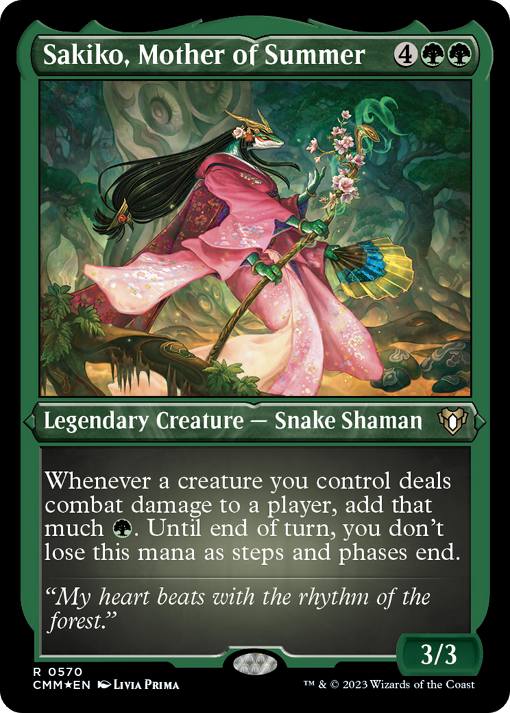 Sakiko, Mother of Summer (Foil Etched) [Commander Masters] | Good Games Adelaide SA