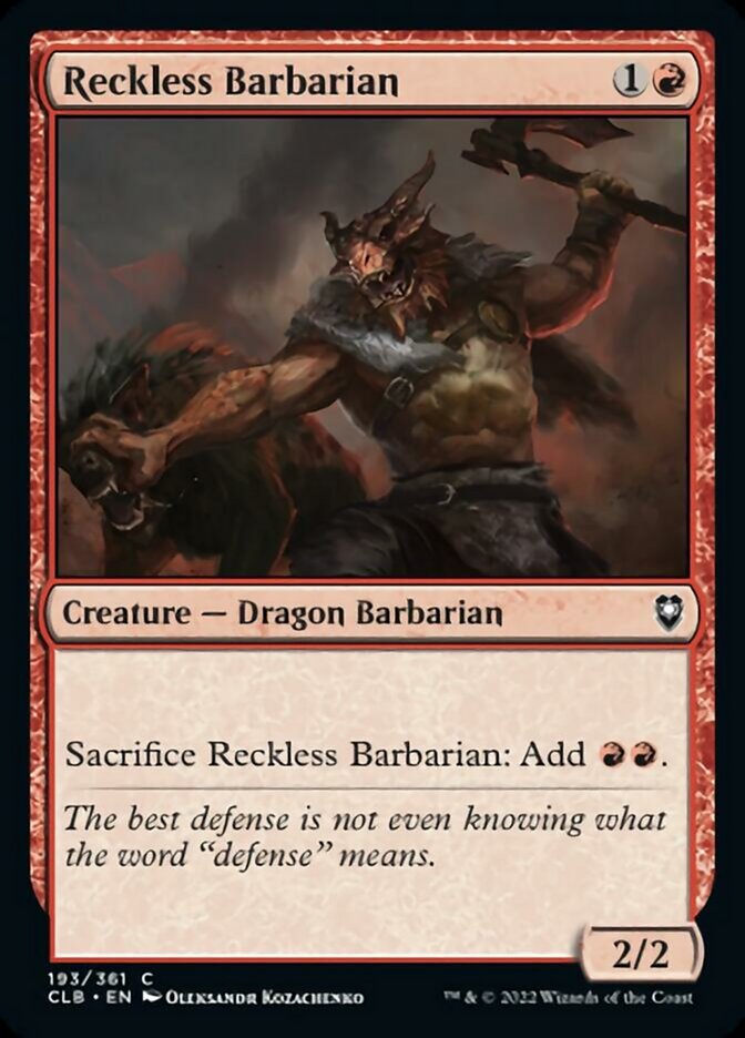 Reckless Barbarian [Commander Legends: Battle for Baldur's Gate] | Good Games Adelaide SA