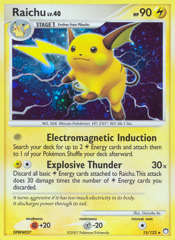 Raichu (15/123) [Diamond & Pearl: Mysterious Treasures] | Good Games Adelaide SA