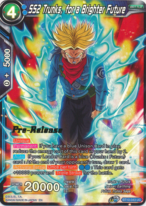 SS2 Trunks, for a Brighter Future (BT10-043) [Rise of the Unison Warrior Prerelease Promos] | Good Games Adelaide SA
