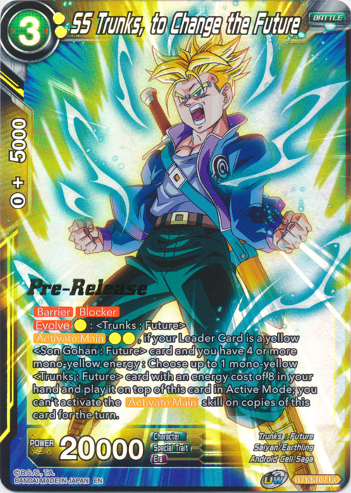SS Trunks, to Change the Future (BT13-102) [Supreme Rivalry Prerelease Promos] | Good Games Adelaide SA