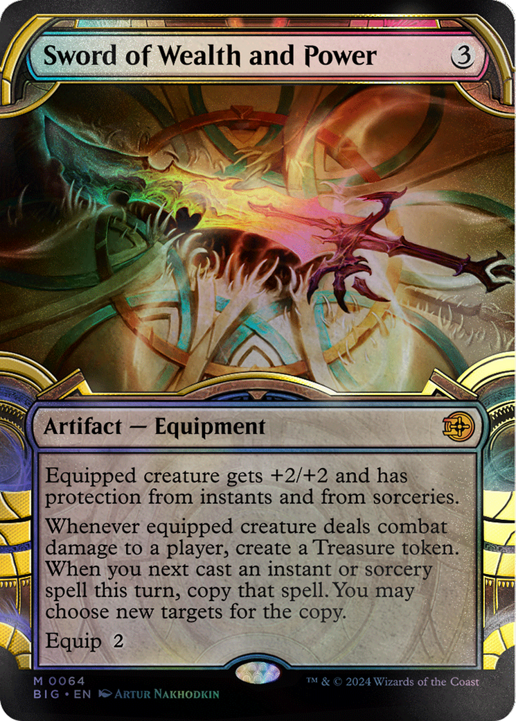 Sword of Wealth and Power (Showcase) (Raised Foil) [Outlaws of Thunder Junction: The Big Score] | Good Games Adelaide SA