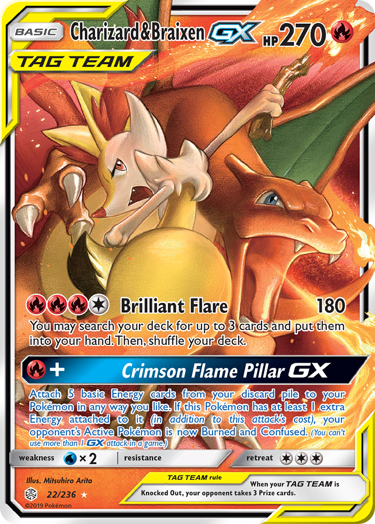 Charizard & Braixen GX (22/236) [Sun & Moon: Cosmic Eclipse] | Good Games Adelaide SA