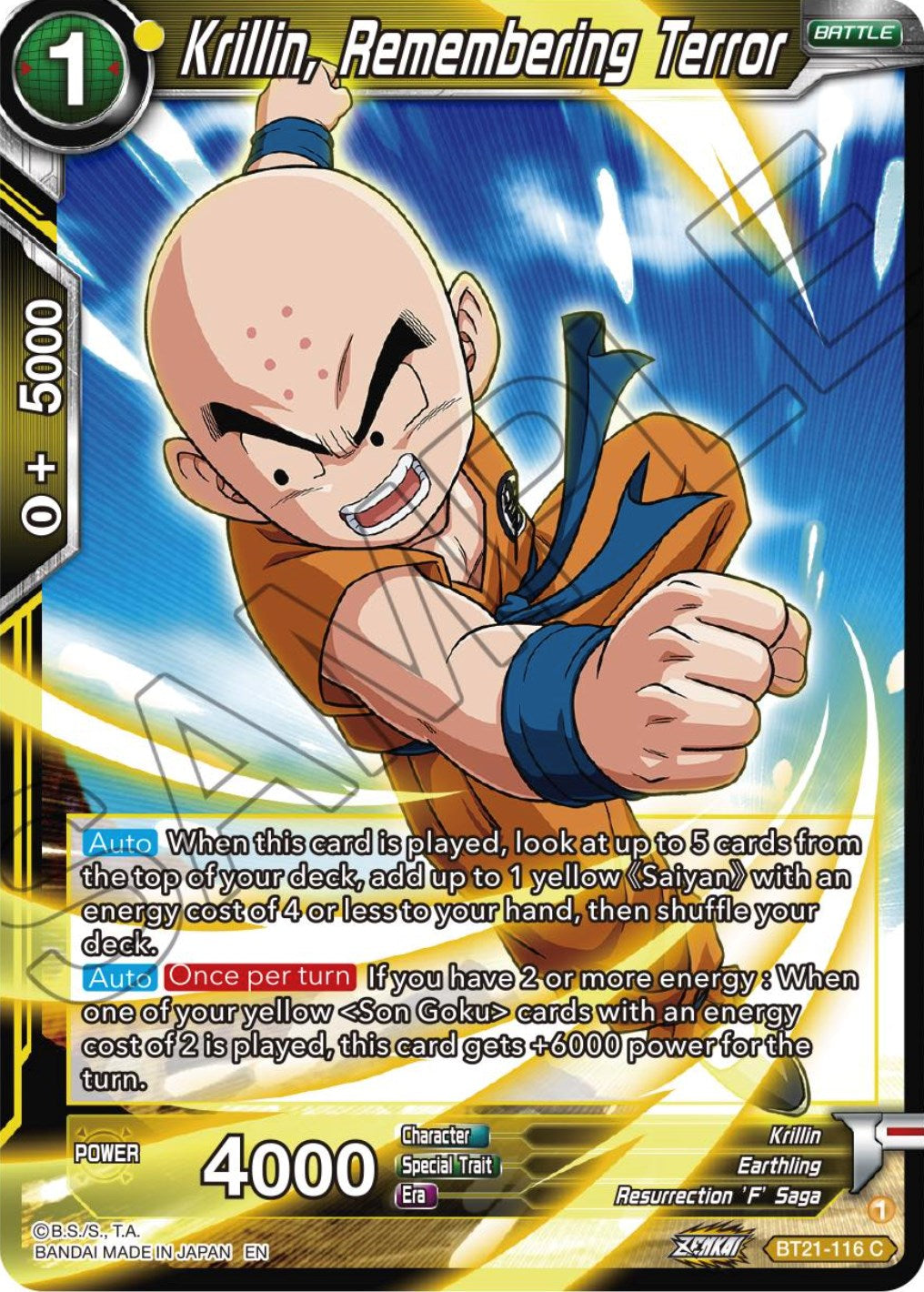 Krillin, Remembering Terror (BT21-116) [ZENKAI Series: Set 04] | Good Games Adelaide SA
