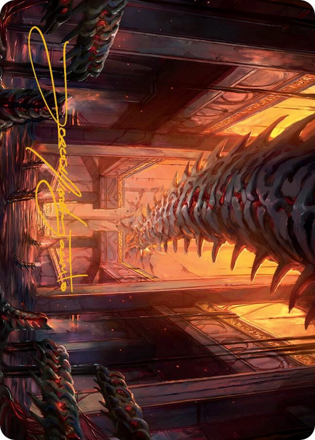 Bloodfell Caves Art Card Gold Stamped Signature 55 (Art Series: March of the Machine)  | Good Games Adelaide SA