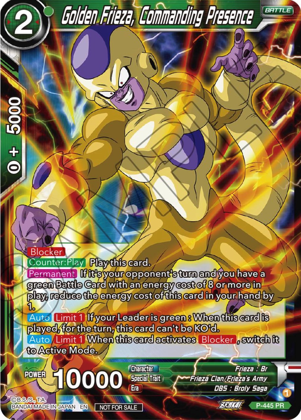 Golden Frieza, Commanding Presence (Zenkai Series Tournament Pack Vol.2) (P-445) [Tournament Promotion Cards] | Good Games Adelaide SA