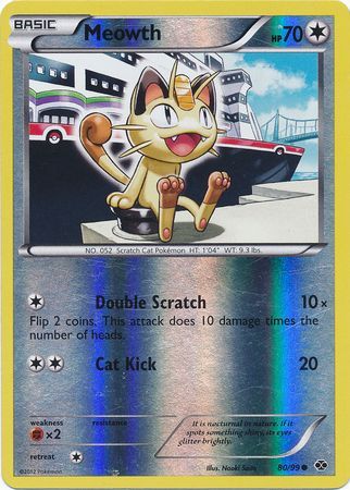 Meowth (80/99) (Mirror Reverse Holo) [Black & White: Next Destinies] | Good Games Adelaide SA